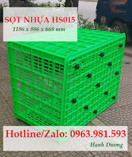 Sọt nhựa 26 bánh xe HS015, sóng nhựa hở, thùng nhựa rỗng