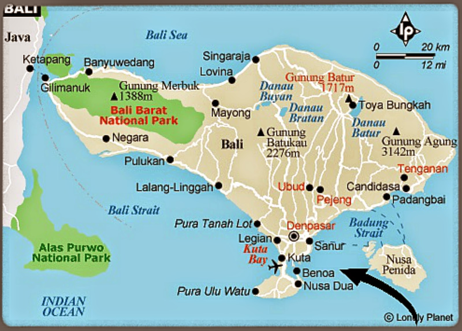 Подробная карта бали