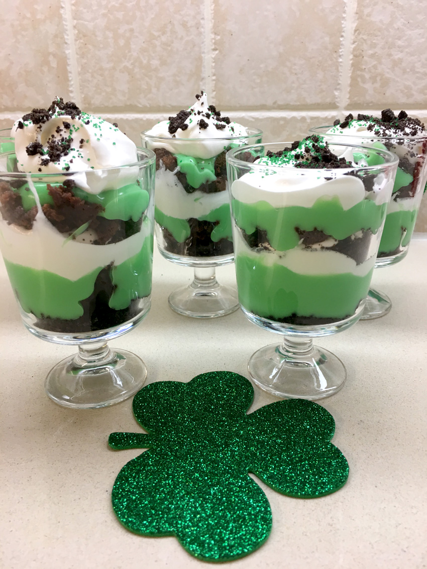St.Patrick's Day Mini Mint Brownie Trifles | Recipe | BellaGrey Designs