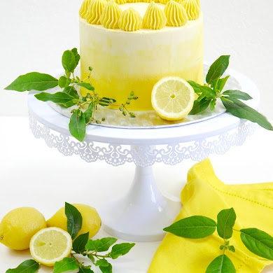 Lemon Ombre Layer Cake with Lemon Curd Filling