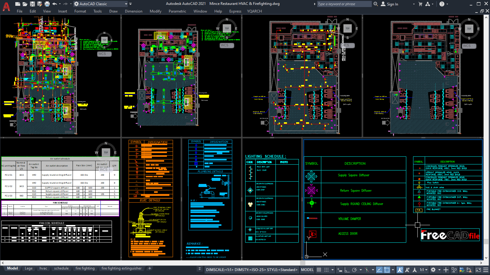 Restaurant HVAC Fire Fighting Project [DWG]