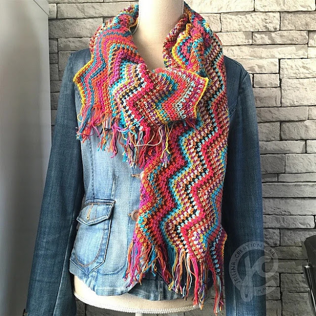 Ergahandmade Crochet Scarf With Moss Stitch Ripple + Free Pattern