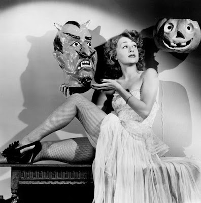 June Havoc with Halloween masks