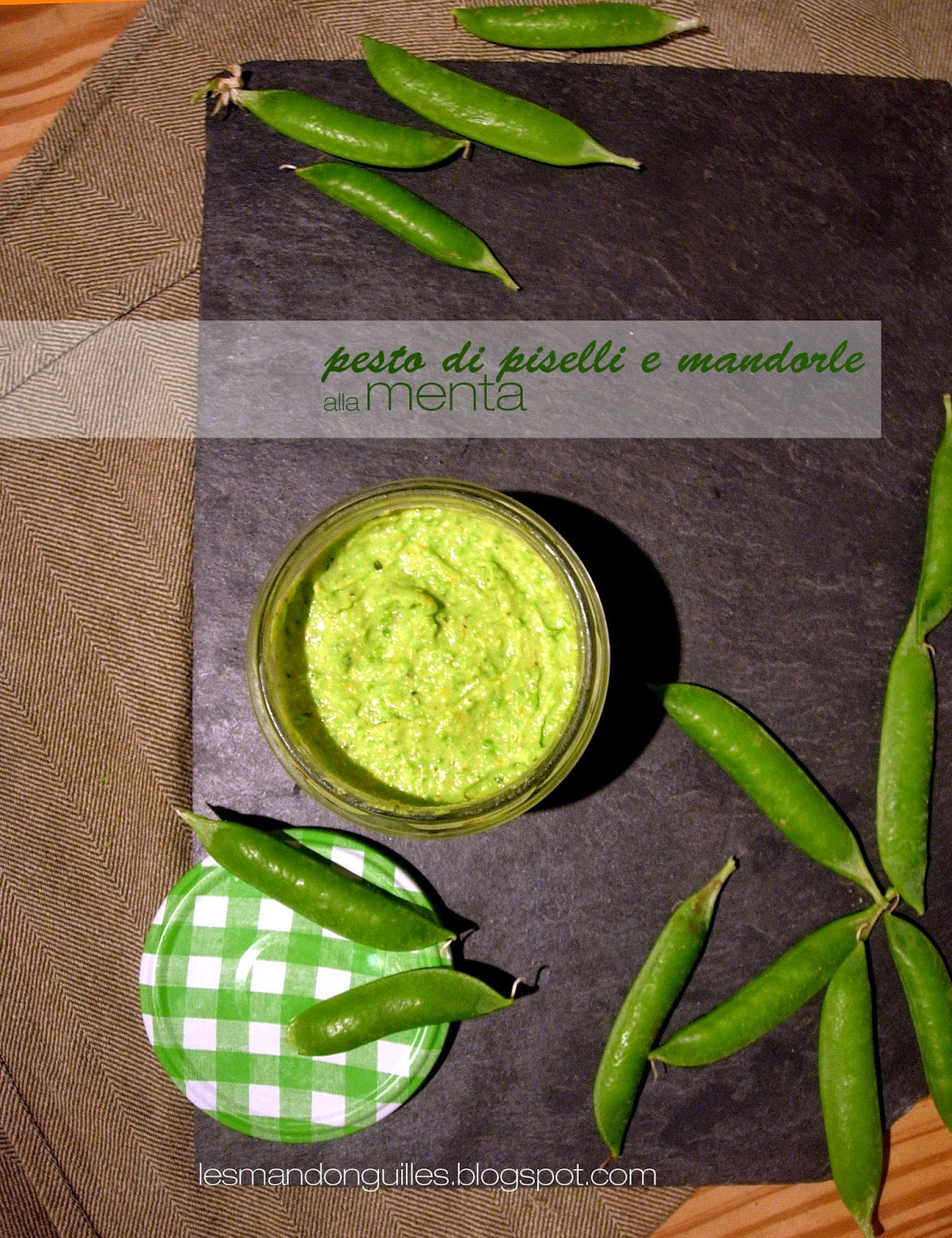 pesto di piselli e mandorle alla menta