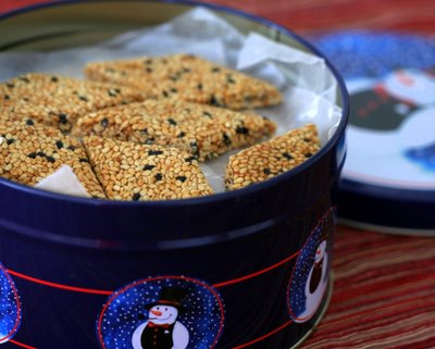 Sesame Candy ♥ KitchenParade.com, traditional middle eastern candy, just sesame seeds, honey and sweet spices.