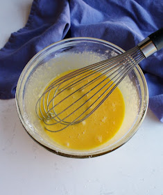 eggs, cornstarch and sugar beaten together to make custard for german buttercream.