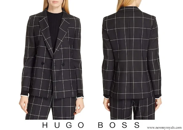 Queen Letizia wore Hugo Boss Ajanisa Windowpane Jacket
