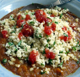 carrot-pinto soup with herbed couscous