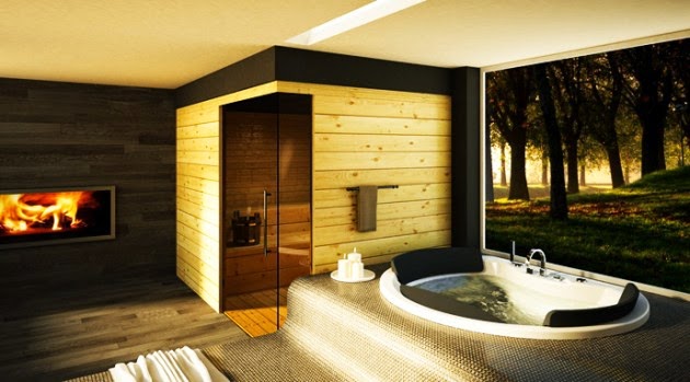 Baños con chimenea - Colores en Casa