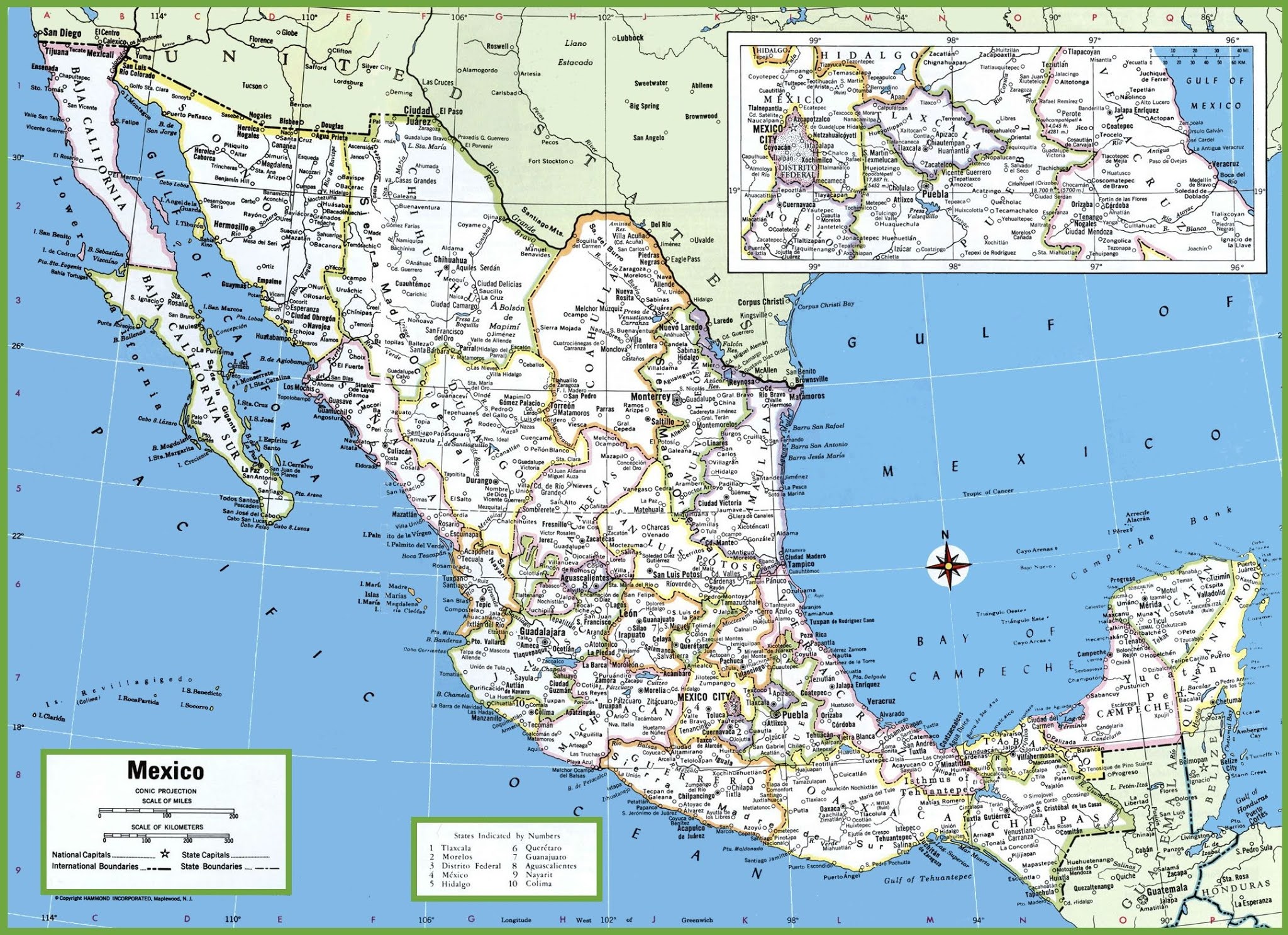 Mexico Map With All Cities - United States Map