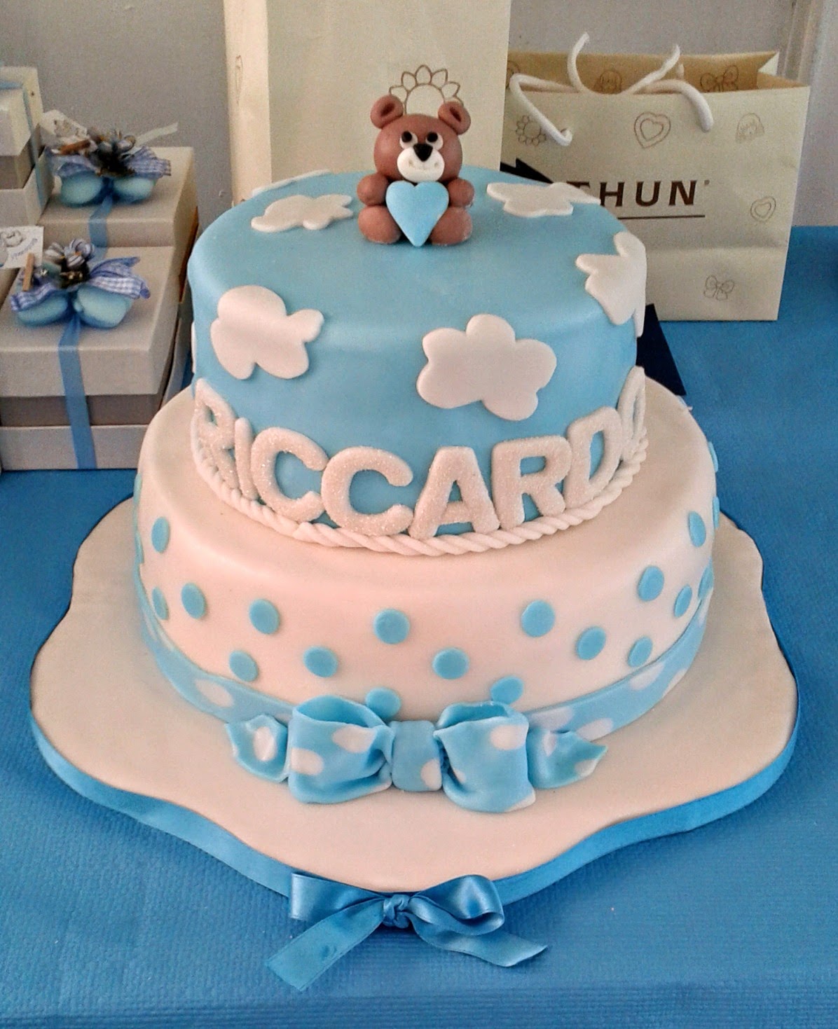 Profumo di zucchero - Sweets by Sonia: Torta per il battesimo di Riccardo