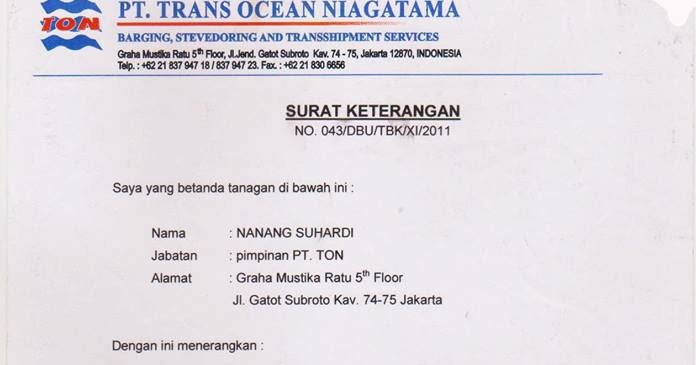 Contoh Surat Permohonan Off Dari Kapal Berbagi Contoh Surat