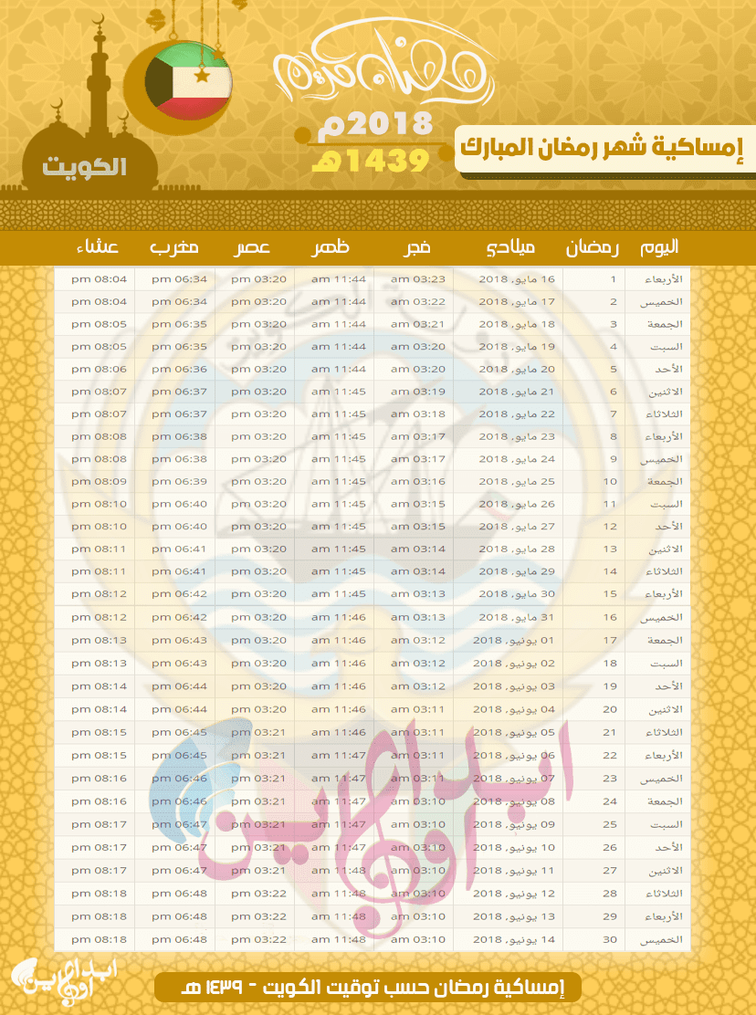 مواقيت الصلاة في اسطنبول لشهر رمضان 2019