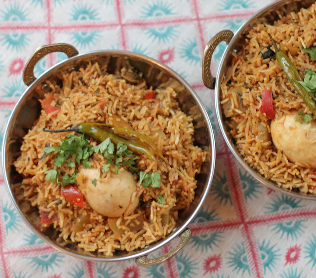 Food Lust People Love: Spicy egg biryani is the perfect balance of fragrant rice and mellow boiled eggs, great as a vegetarian main dish or as a side to be served with a meat-based curry.