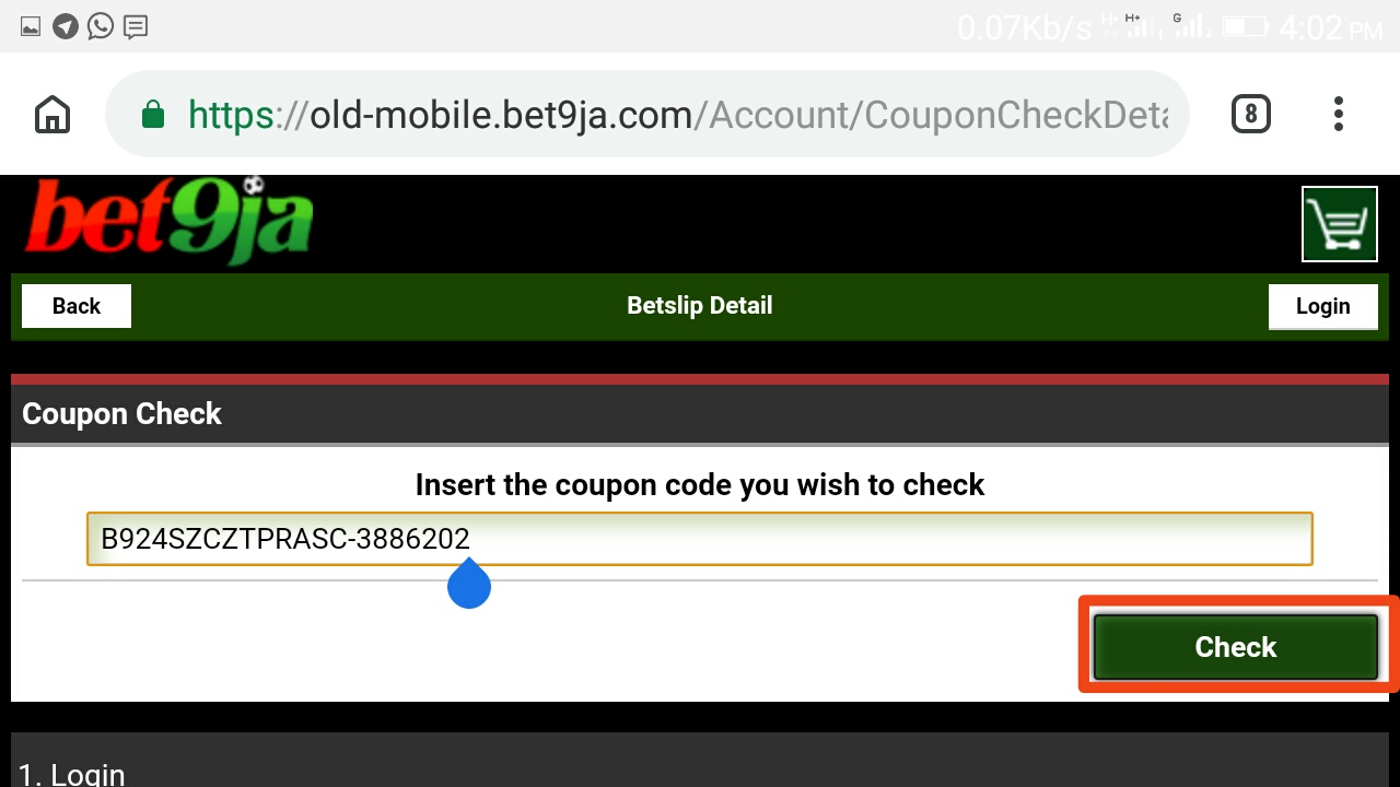 Old Bet9ja Mobile Coupon Check Code - wide 7