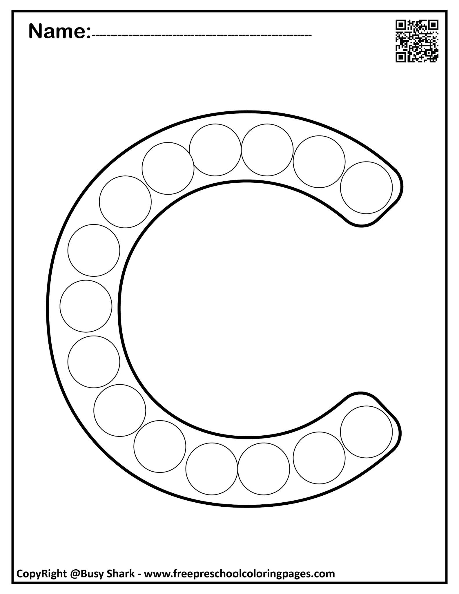 Set of Letter C "10 free Dot Markers coloring pages"