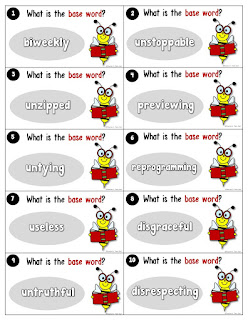  Base Words Task Cards Example