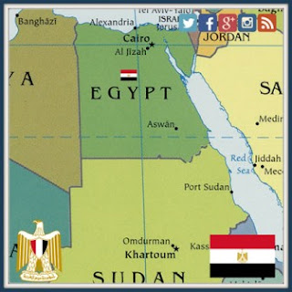 Egyptian flag on the map of Egypt
