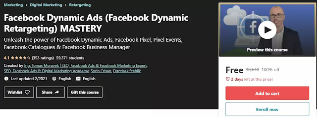 [100% Off ] Facebook Dynamic Ads (Facebook Dynamic Retargeting) MASTERY