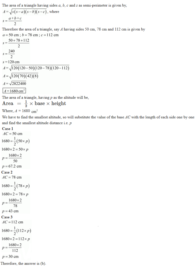 R.D. Sharma Solutions Class 9th Ch 12 Heron's Formula MCQ's