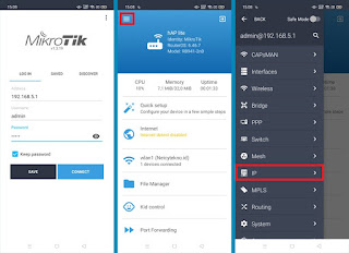 letak menu menambahkan alamat ip di android