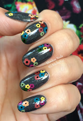 multicolored nail floral dotticure nails