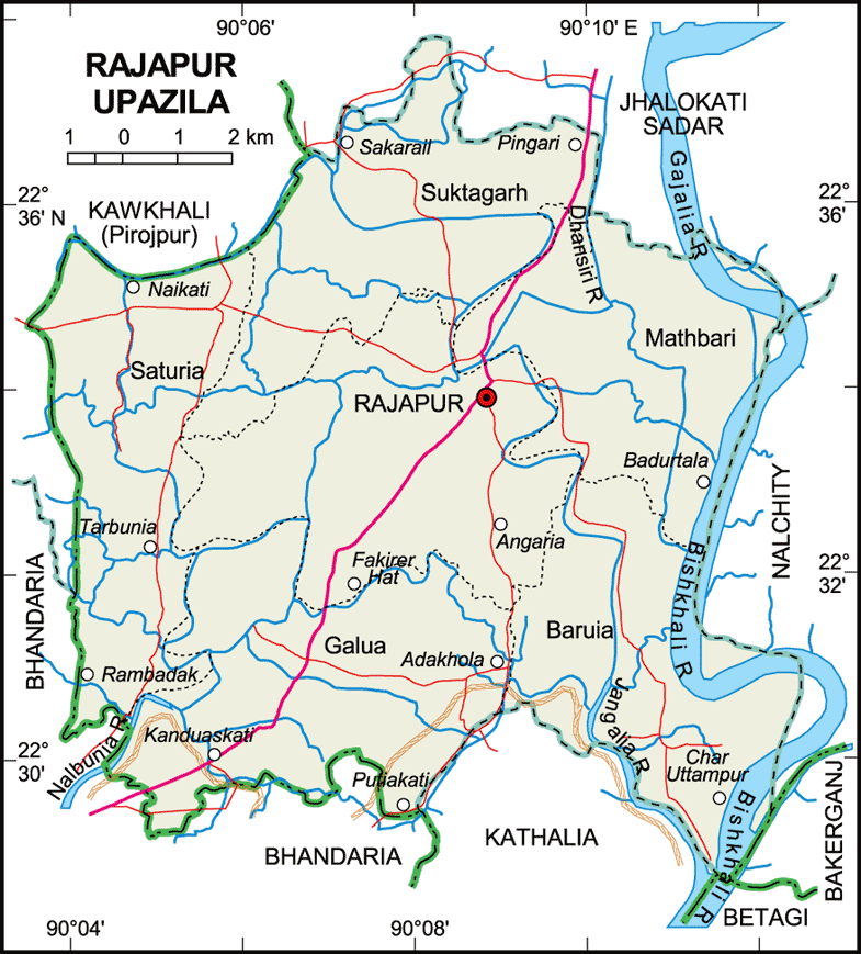 Rajapur Upazila Map Jhalokathi District Bangladesh