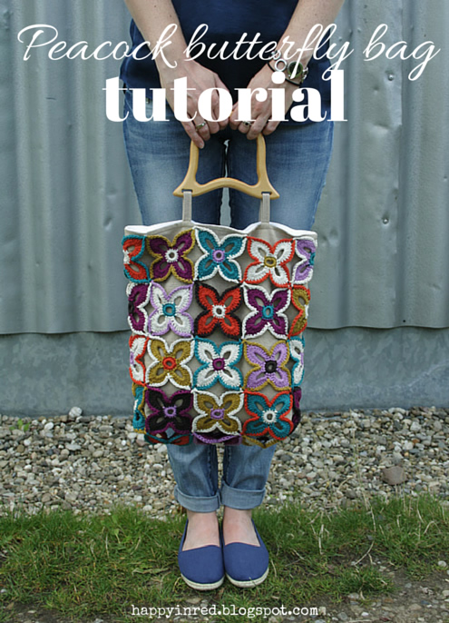 Peacock butterfly, crochet bag. The tutorial by Happy in Red