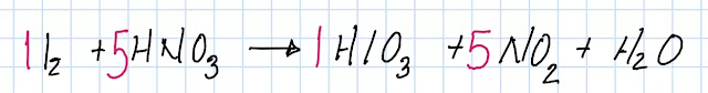 I2 + HNO3 → HIO3 + NO2 + H2O