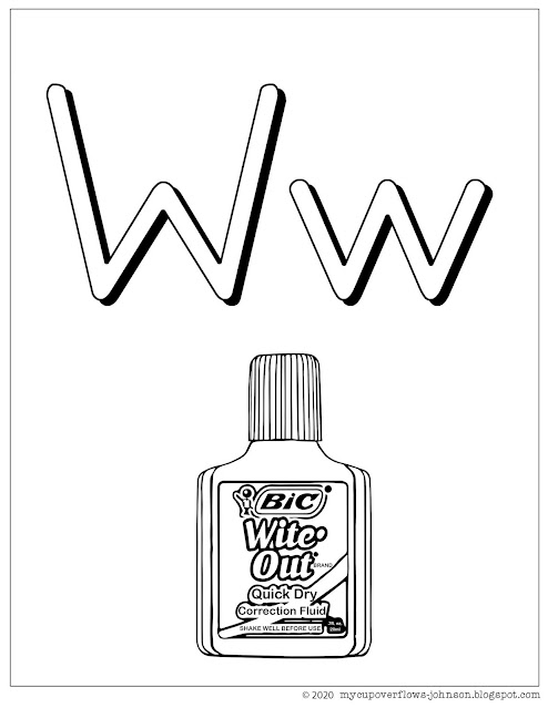 W is for white out coloring page