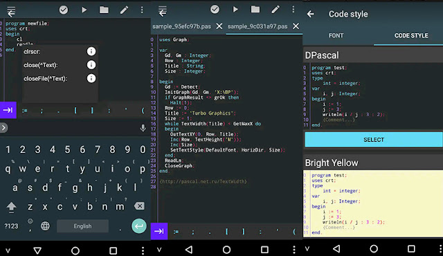 Aplikasi Android Pascal Editor And Compiler Programming adalah Aplikasi