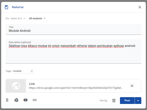 Cara mengumpulkan tugas di google drive