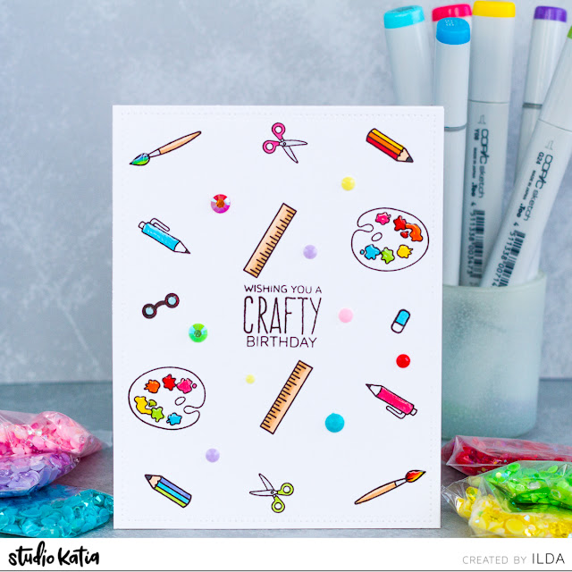Crafty Birthday Wishes Card for Studio Katia by ilovedoingallthingscrafty.com