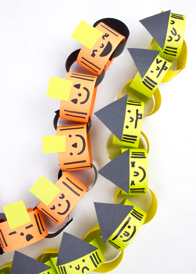Easy Halloween Witch and Pumpkin Paper Chains Pink Stripey Socks