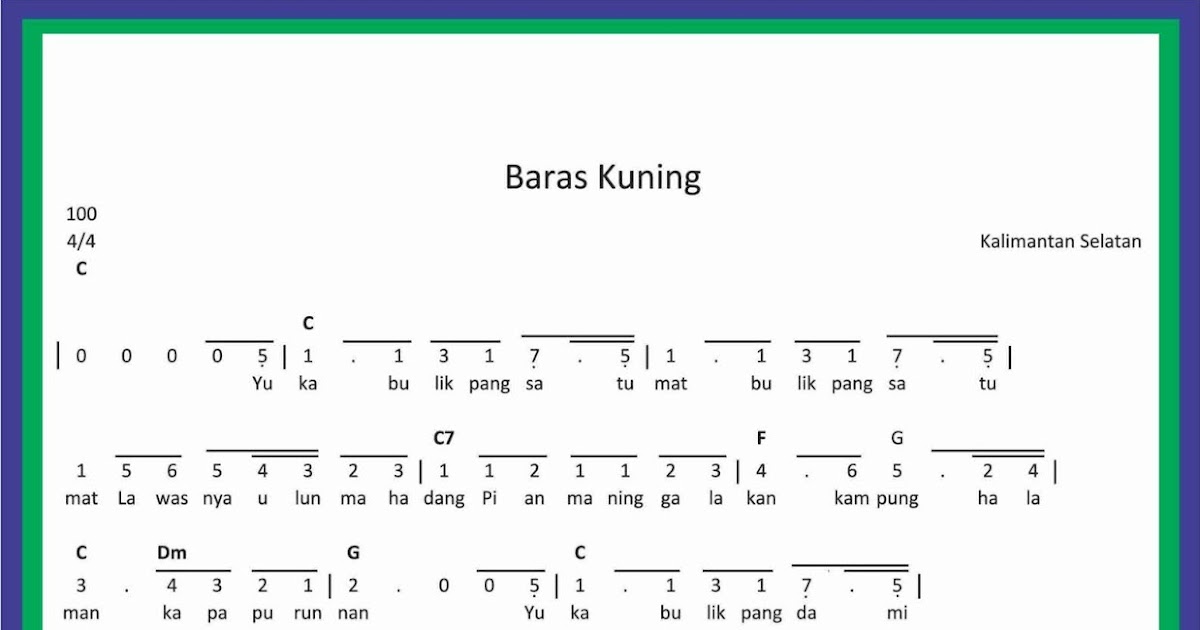 Not Angka Lagu Baras Kuning SEKITAR MUSIK