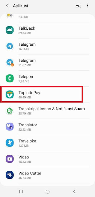 Pilih aplikasi Topindopay