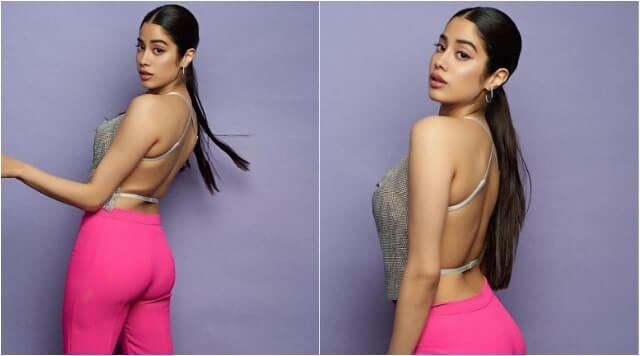 Janhvi Kapoor Flaunts Her Stunning Backless Top And Pink Pants.