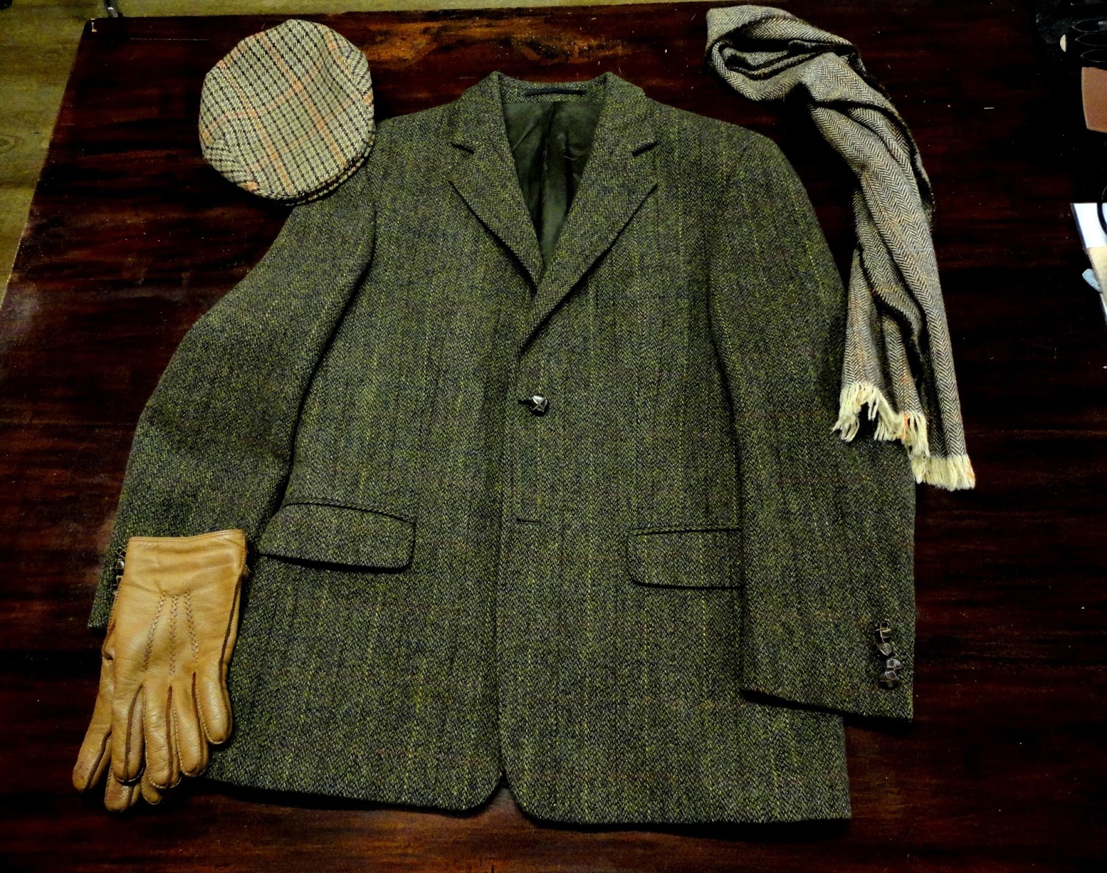 Olive Green Barleycorn Weave Harris Tweed