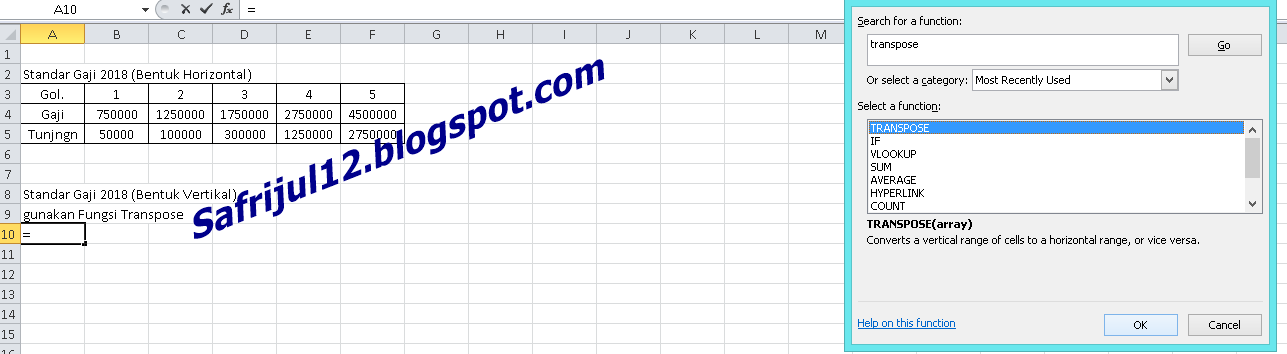 Penggunaan Fungsi Hlookup Vlookup Dan Transpose Di Excel