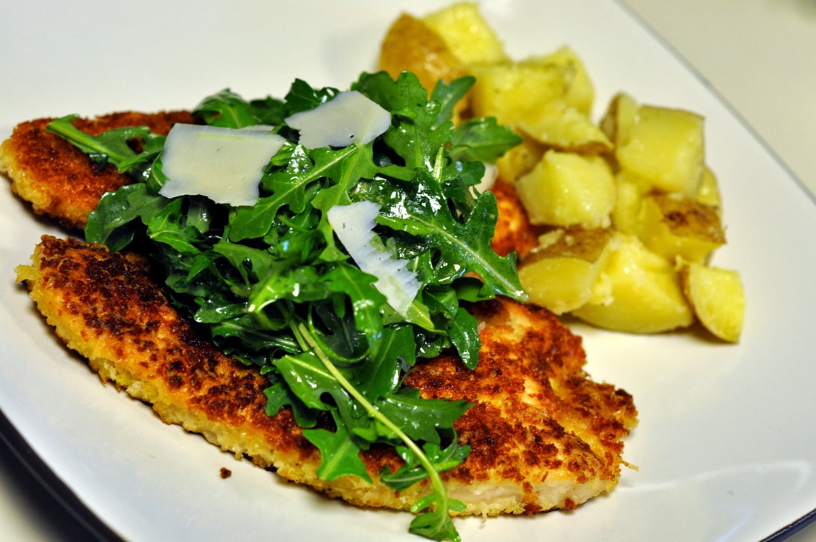 PankoCrusted Turkey Cutlets with Arugula and Parmesan