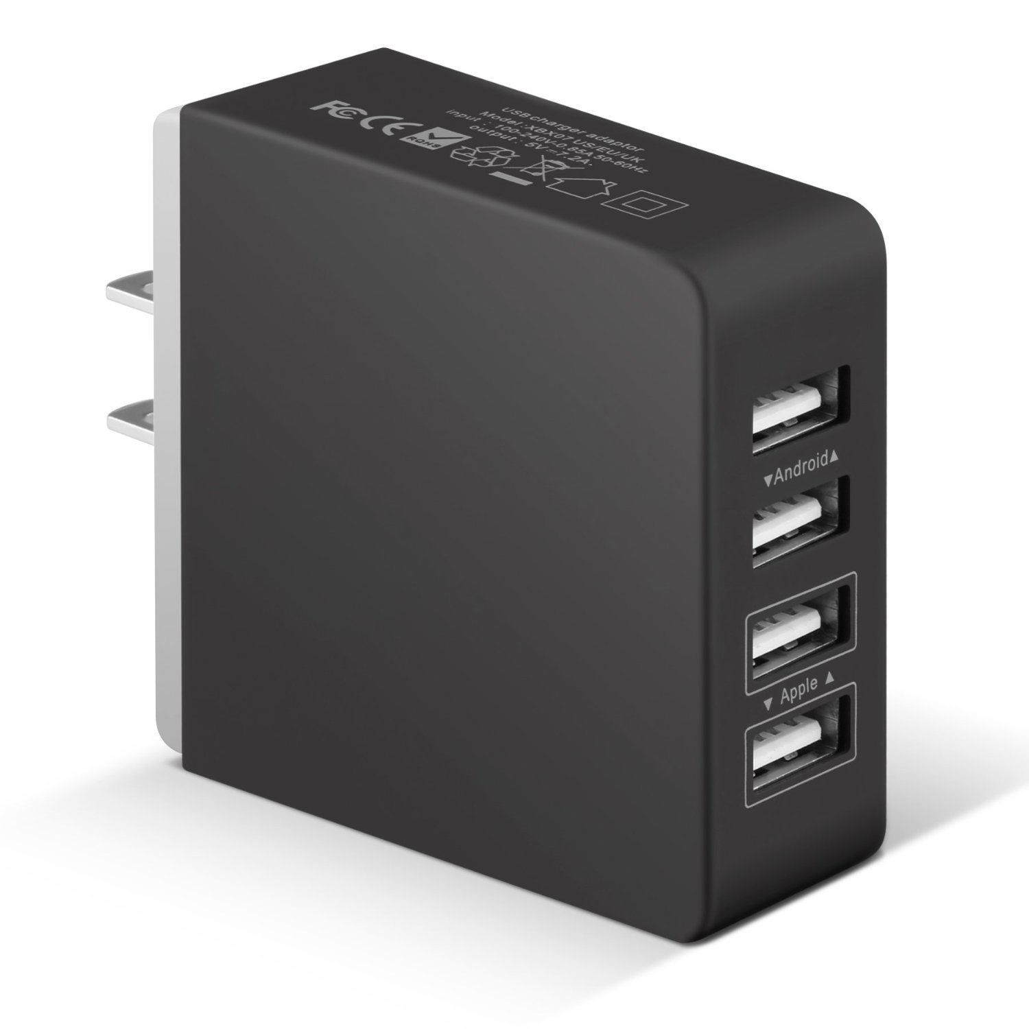 My Product Reviews USB Wall Charger, 36 Watt (7.2 Amp) 4Port FamilySized