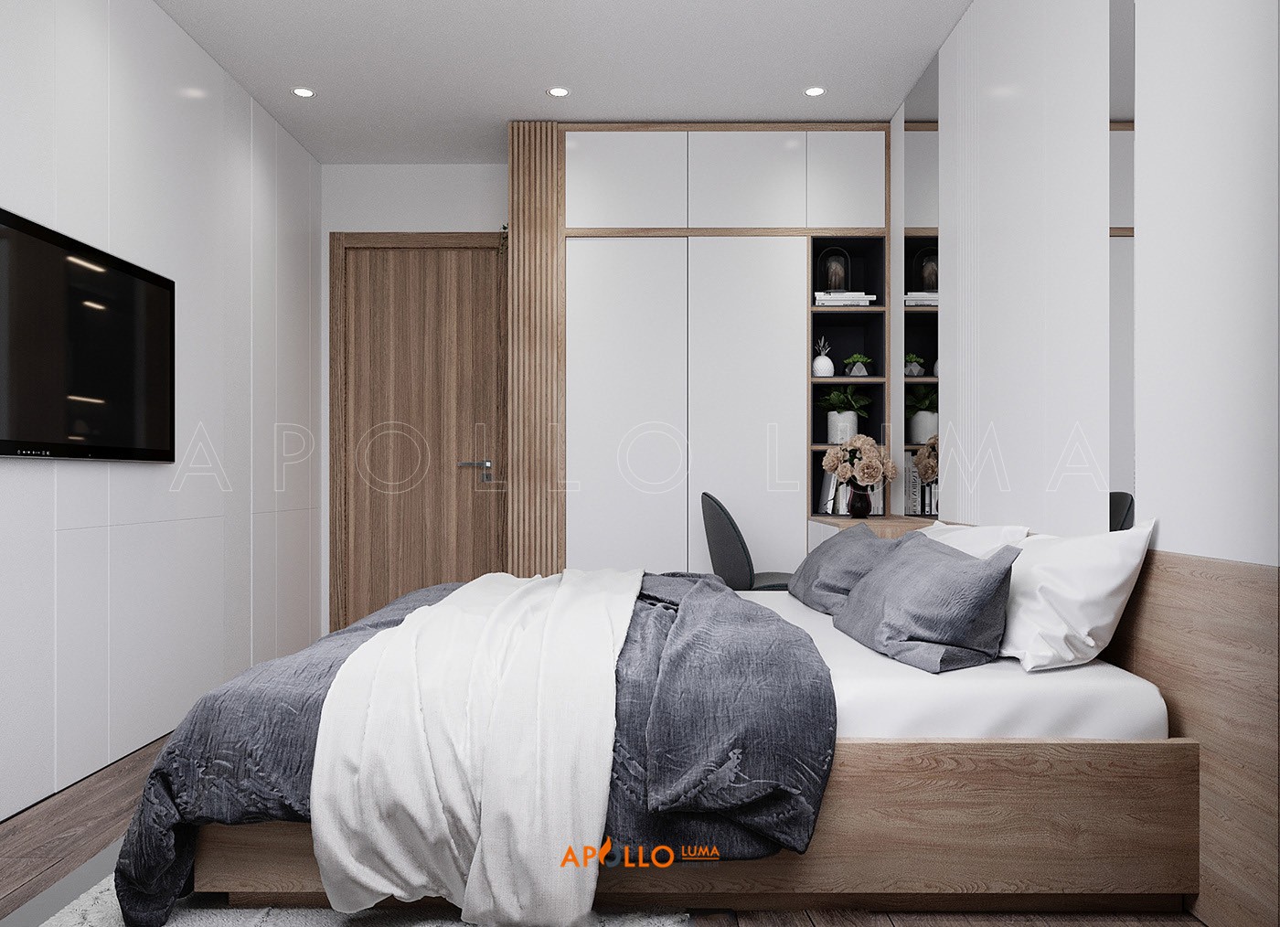 Thiết kế nội thất căn hộ 2 phòng ngủ Vinhomes Skylake Phạm Hùng