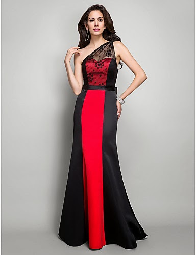 gaun malam merah hitam