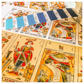 Cards Print Proofs - Curio & Co. Tarot - Colored illustration - In the spirit of the Marseille tarot  - design and illustration by Cesare Asaro - Curio & Co. (Curio and Co. OG - www.curioandco.com)