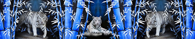  Скинали белые тигры и синий бамбук