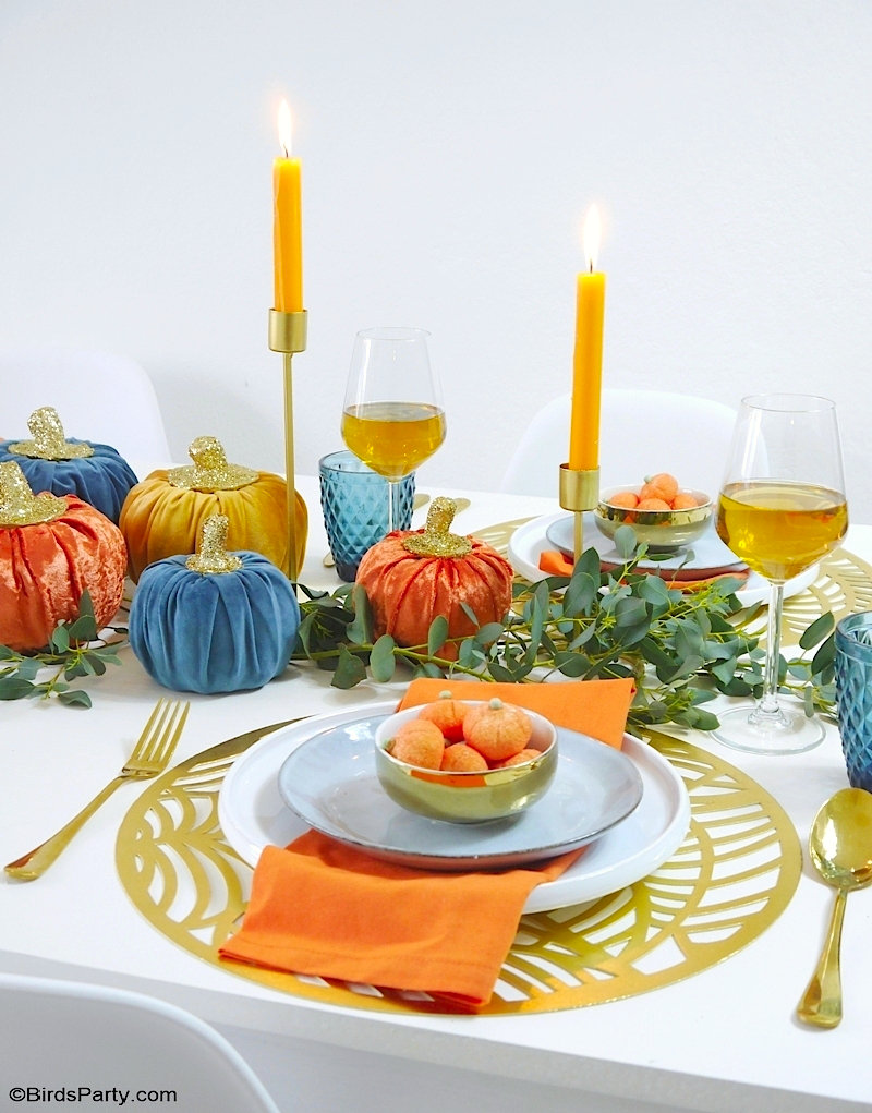 Jewel Toned Modern Thanksgiving Tablescape - Party Ideas | Party ...