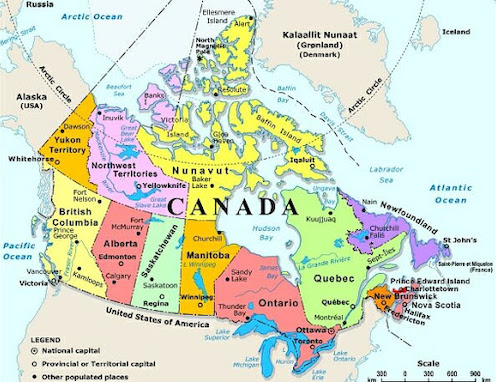 Kanada'nin eyaletler haritasi