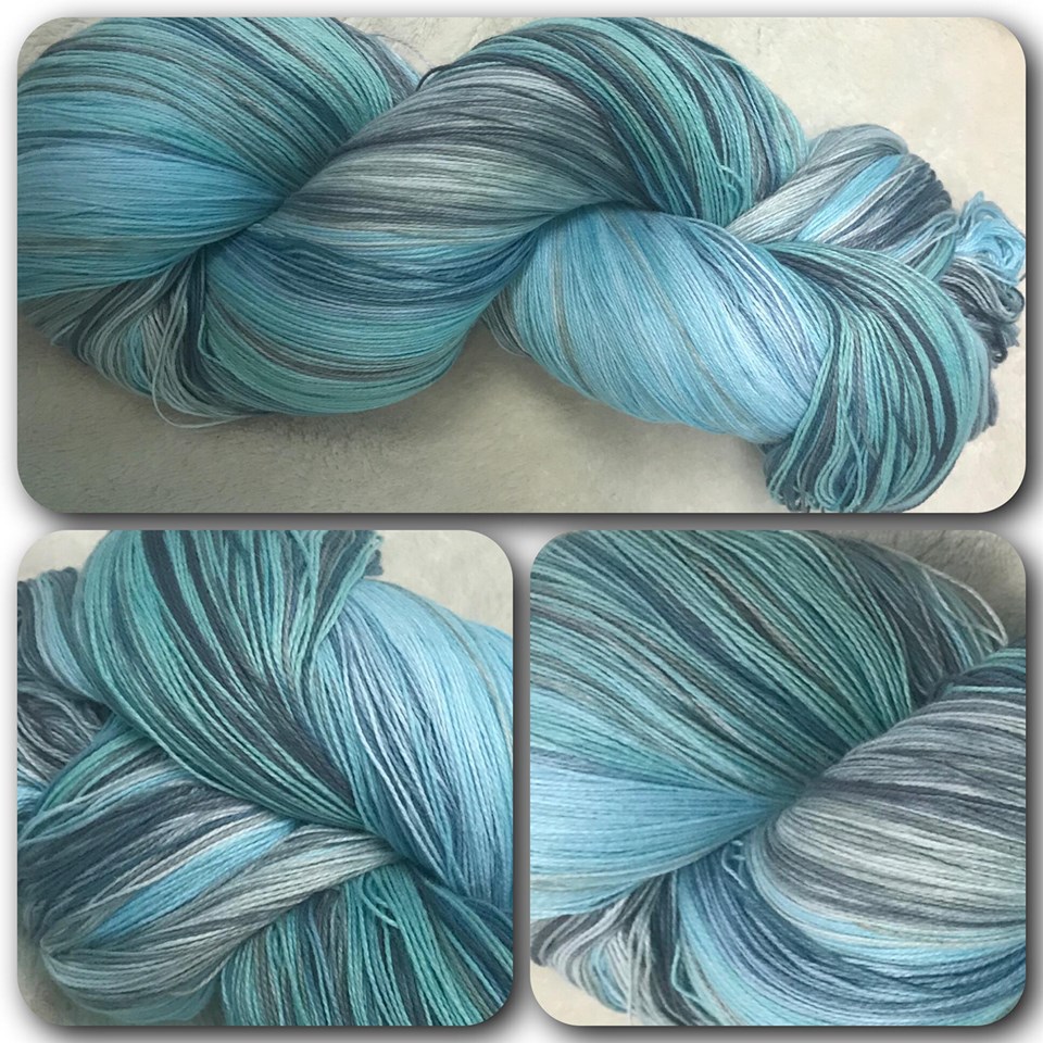 Blue/Grey Hand dyed cotton yarn