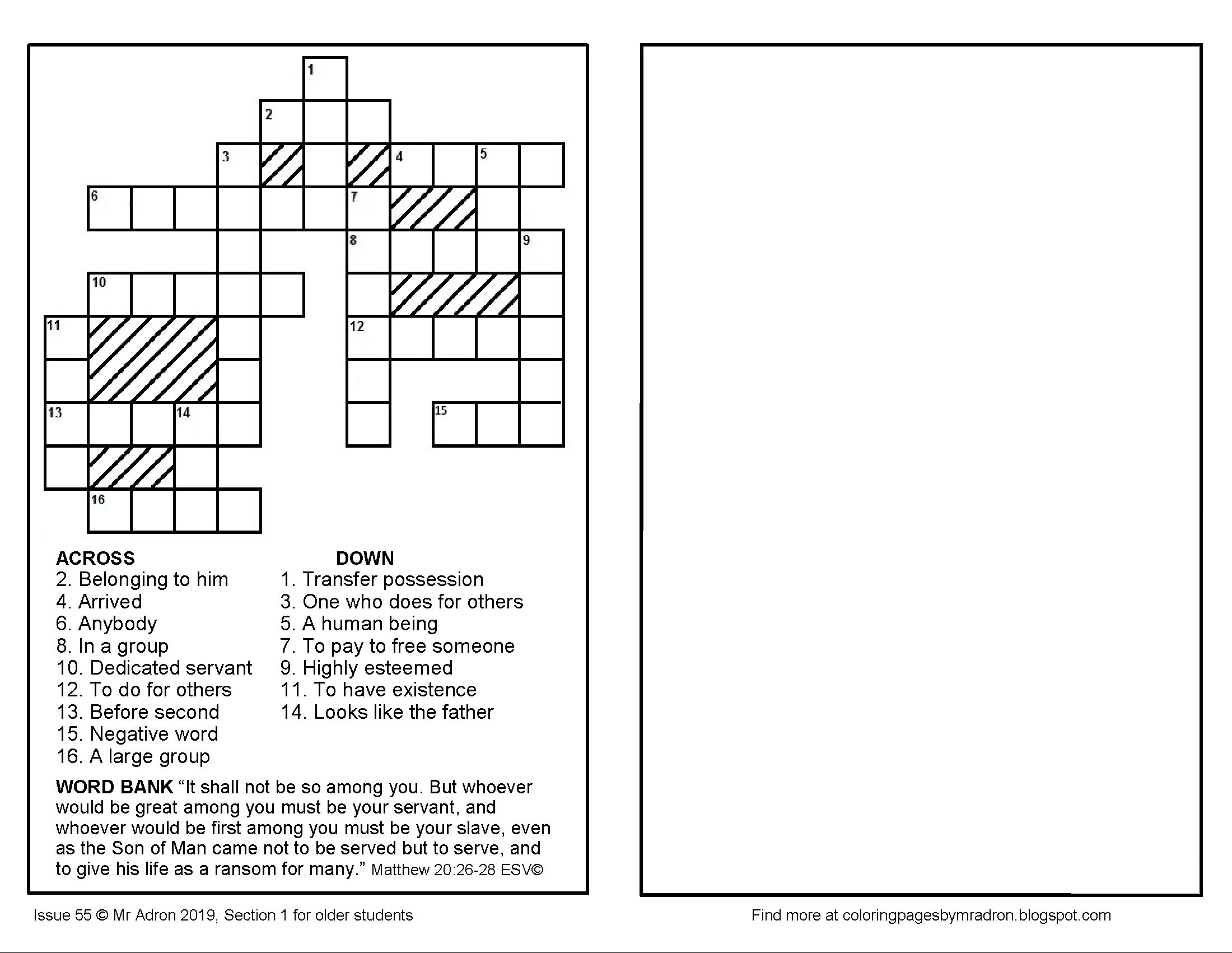 Coloring Pages for Kids by Mr. Adron Free Matthew 202628 Crossword