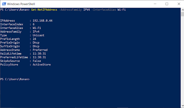 Obtenir l'adresse IP avec PowerShell